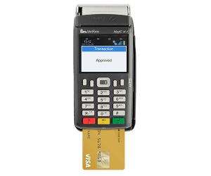 verifone speed point card machine with card inserted