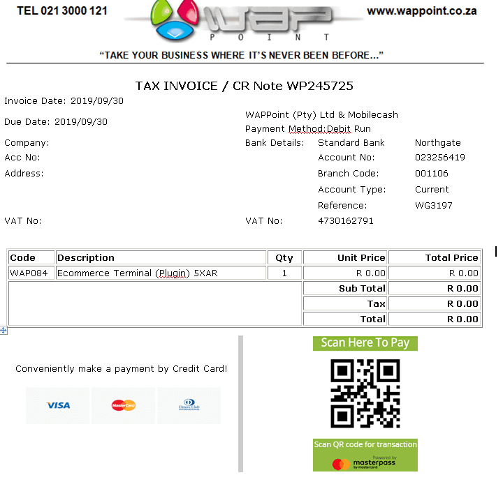 invoice with scan to pay