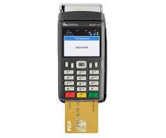 verifone speed point card machine with card inserted